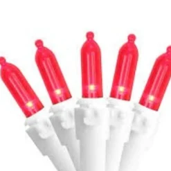 50 Red LED Mini Christmas Lights - 16.25 ft White Wire