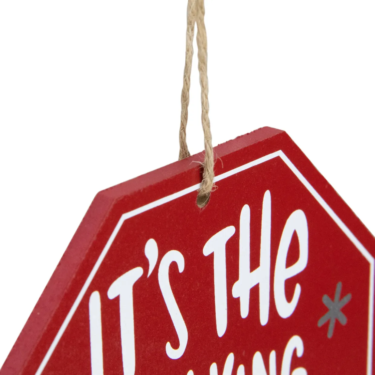 5" Red Octagonal "It's the Freaking Season" Wooden Sign Christmas Ornament
