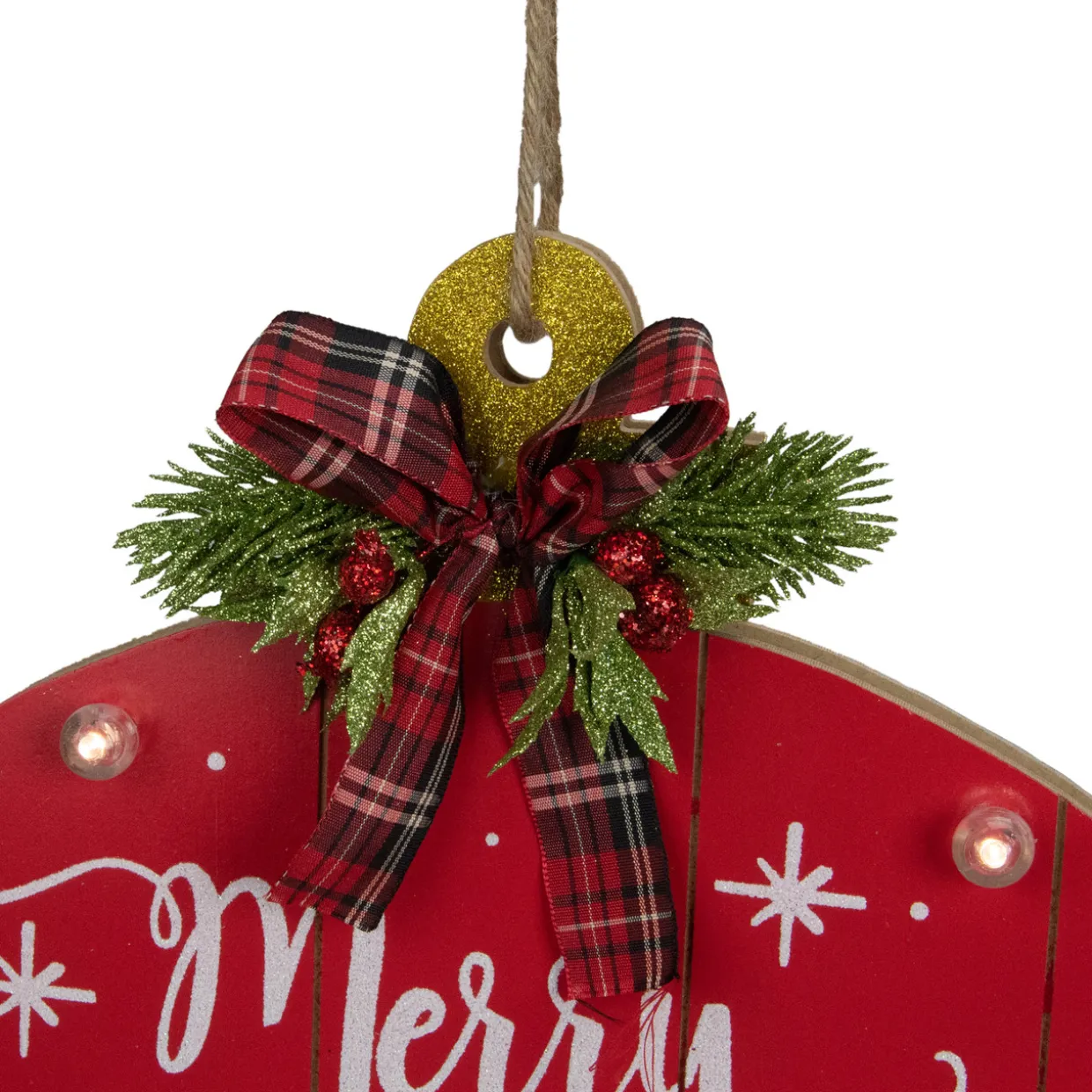 13.75" Red Onion Ornament "Merry And Bright" Christmas Sign