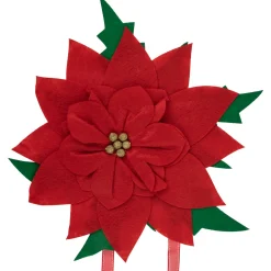 29" Red Poinsettia Tie-On Christmas Tree Topper, Unlit
