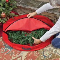36” Red Premium Christmas Wreath Storage Bag