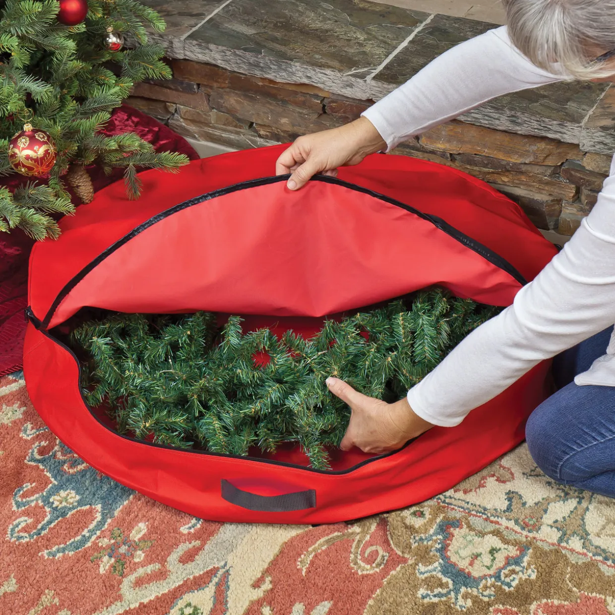 36” Red Premium Christmas Wreath Storage Bag