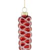 3" Red Ribbon Candy Glass Christmas Ornament