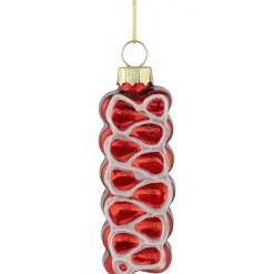 3" Red Ribbon Candy Glass Christmas Ornament