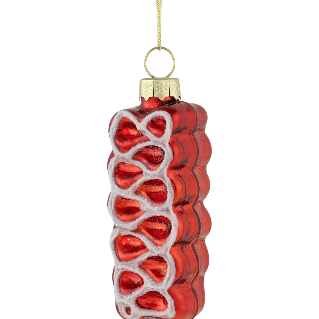 3" Red Ribbon Candy Glass Christmas Ornament