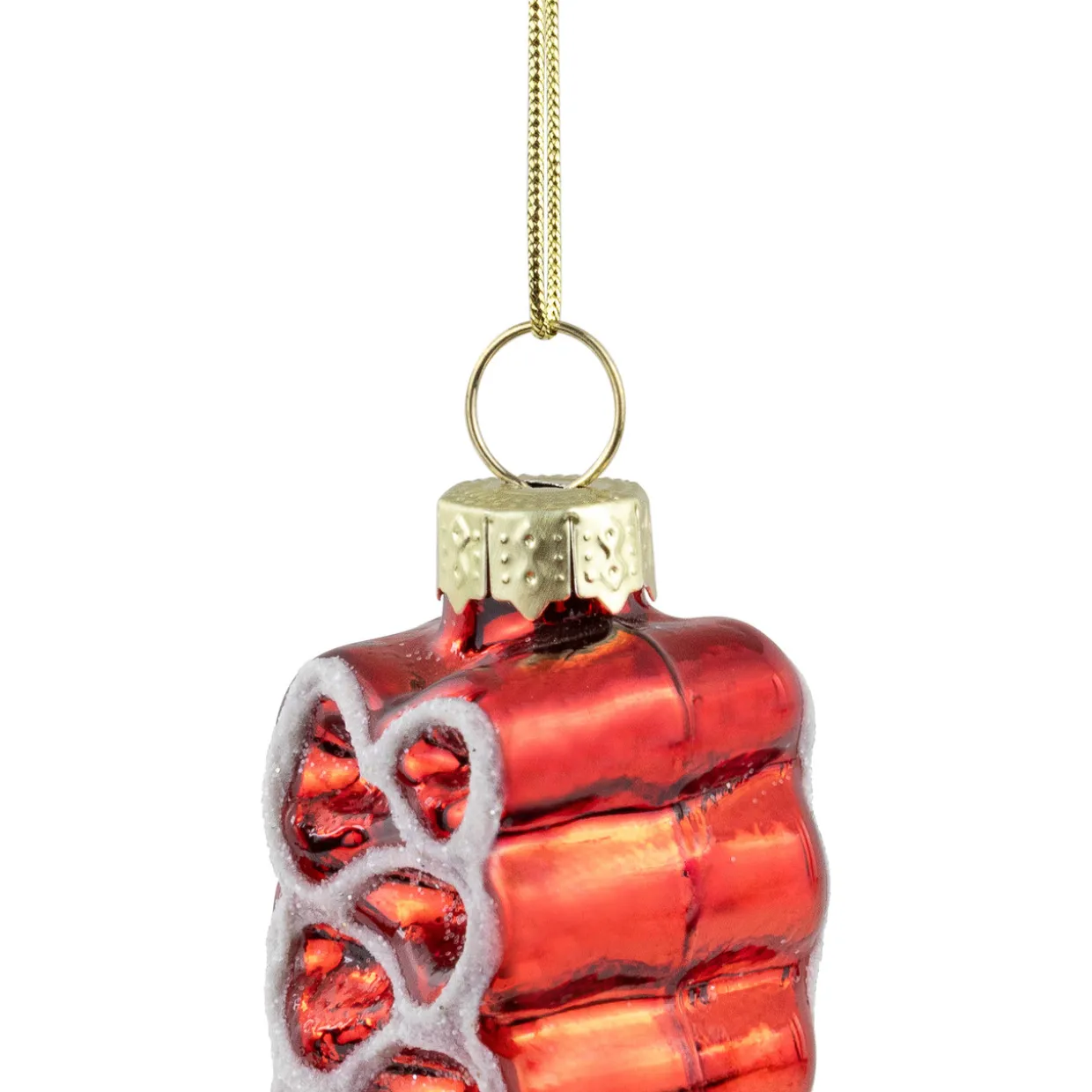 3" Red Ribbon Candy Glass Christmas Ornament