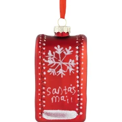 4" Red Santa's Mailbox Glass Christmas Ornament