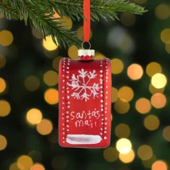 4" Red Santa's Mailbox Glass Christmas Ornament