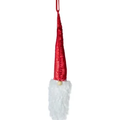 11" Red Sequin Santa Head With a Warm Hat Christmas Ornament