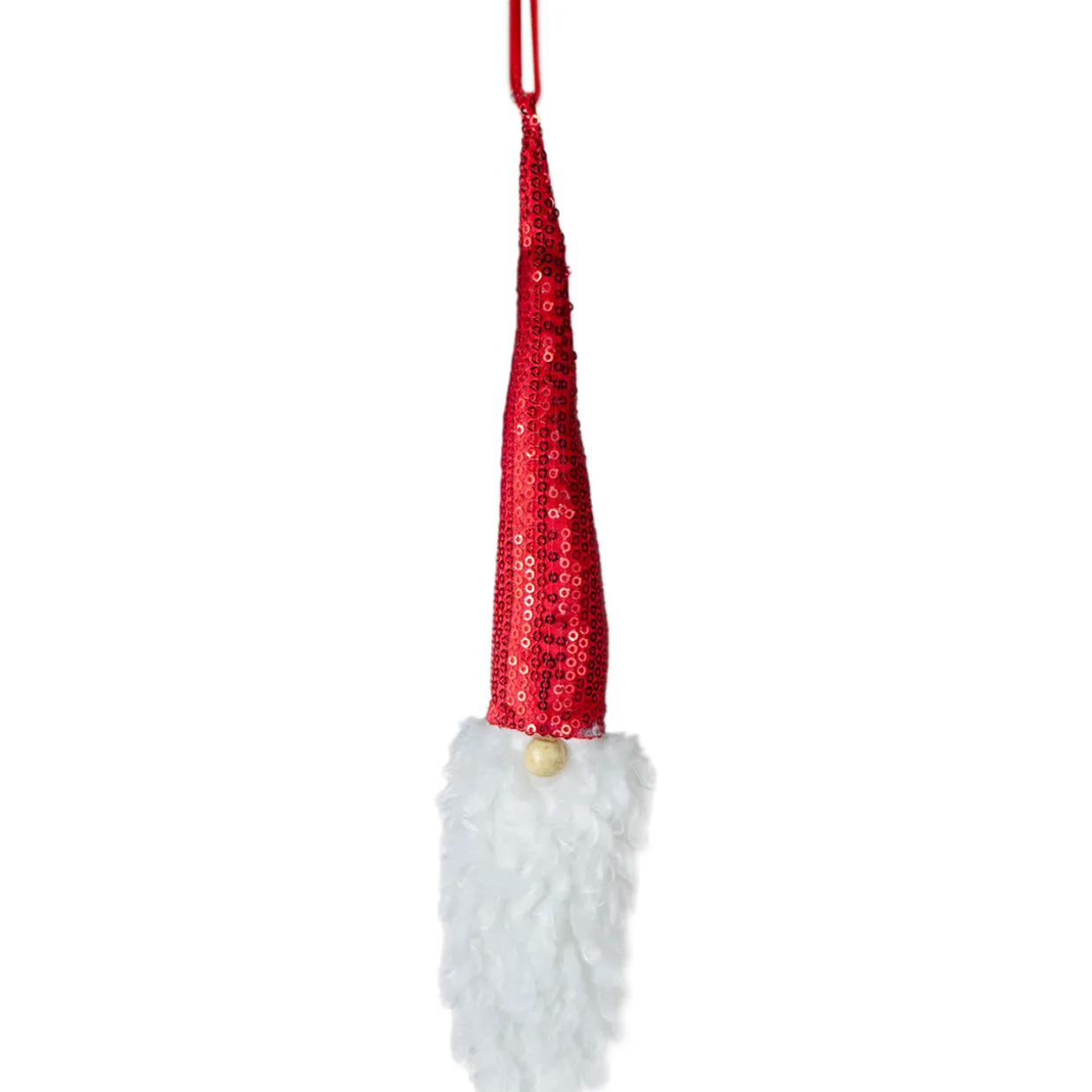 11" Red Sequin Santa Head With a Warm Hat Christmas Ornament