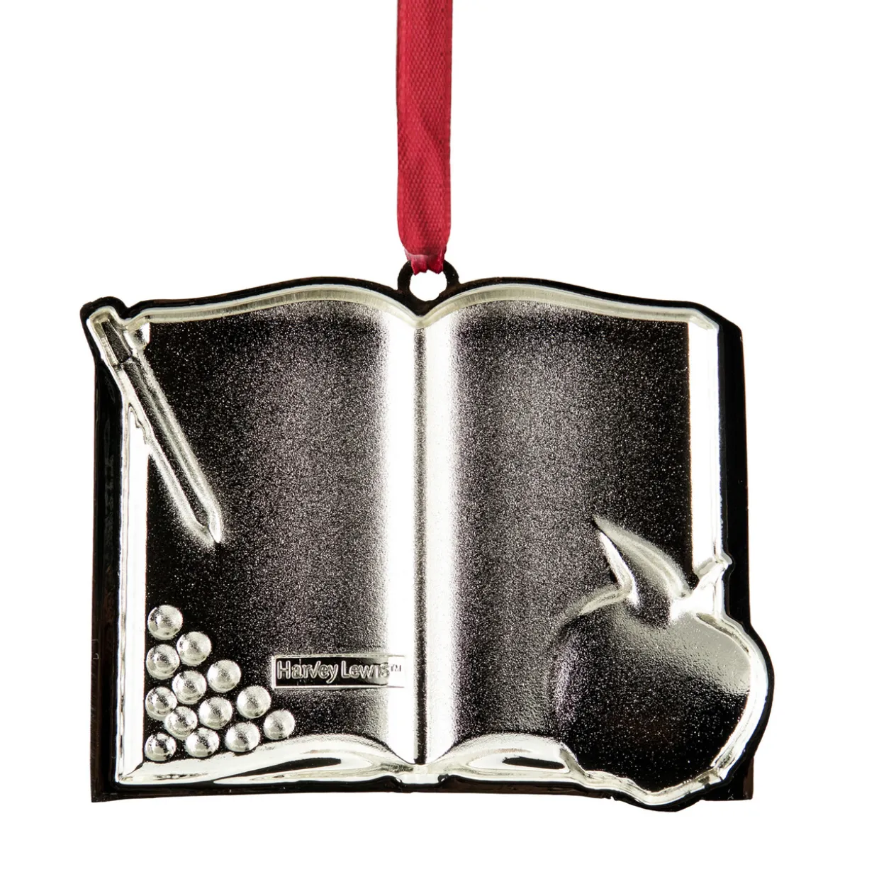 3.25" Red Silver-Plated Favorite Teacher Christmas Ornament with European Crystals