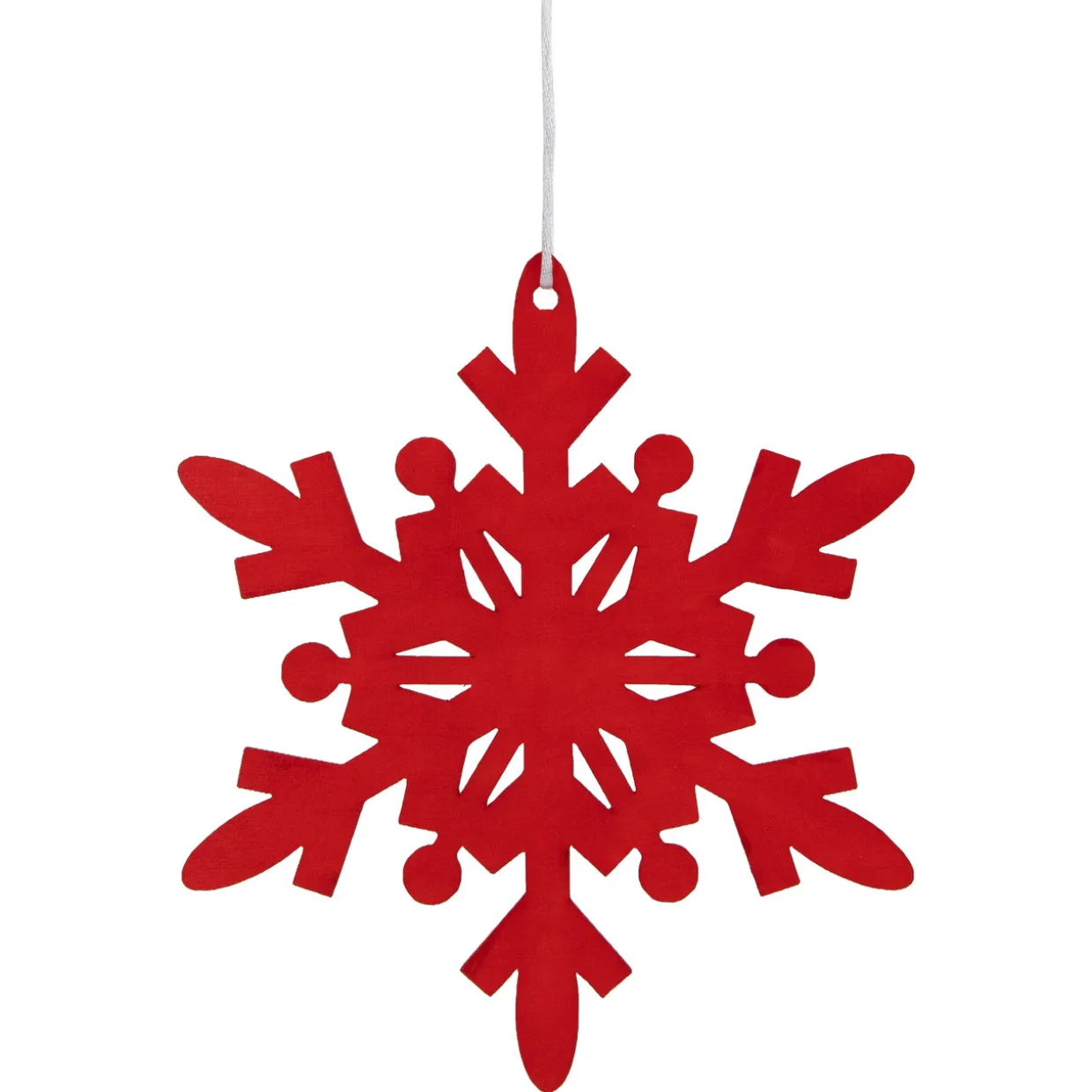 7.75" Red Snowflake Hanging Wooden Christmas Ornament