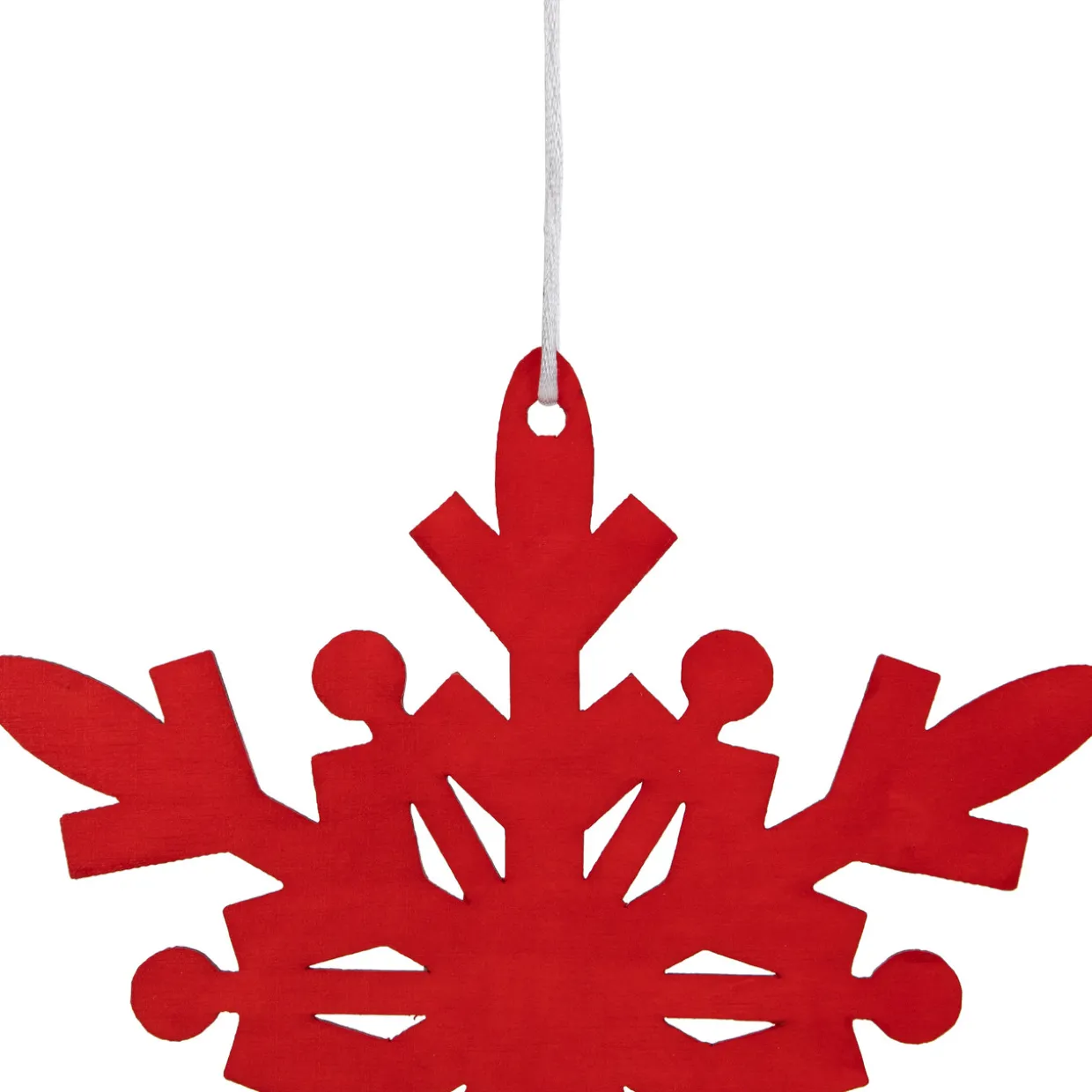 7.75" Red Snowflake Hanging Wooden Christmas Ornament