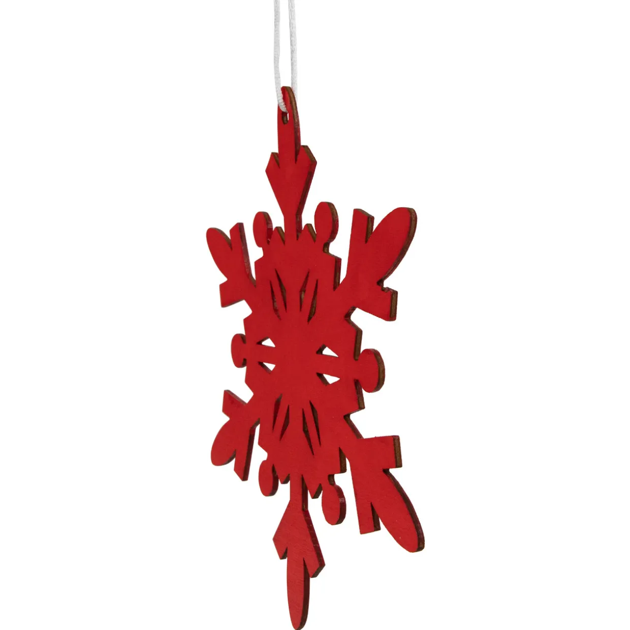7.75" Red Snowflake Hanging Wooden Christmas Ornament