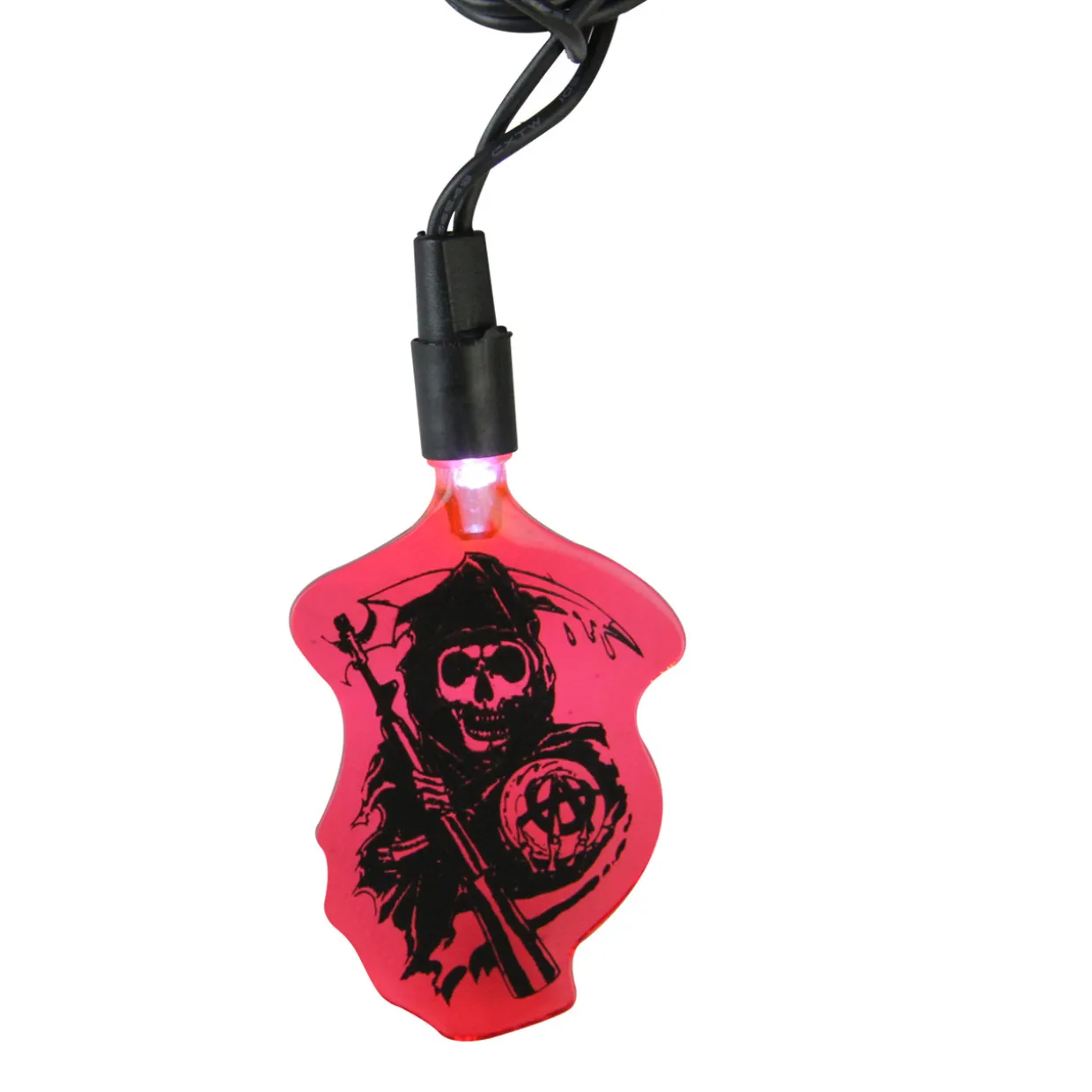 10 Red Sons of Anarchy Grim Reaper LED Mini Christmas Lights - 8.75 ft Black Wire