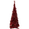 6' Red Tinsel Pop-Up Artificial Christmas Tree, Unlit