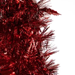 6' Red Tinsel Pop-Up Artificial Christmas Tree, Unlit