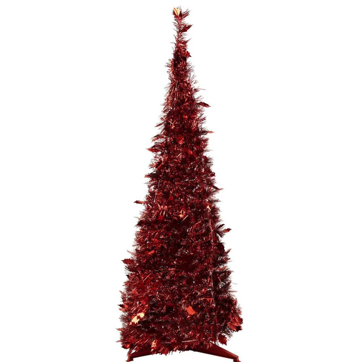 4' Red Tinsel Pop-Up Artificial Christmas Tree, Unlit