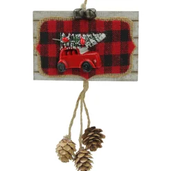 7.5" Red Truck Hauling the Christmas Tree Ornament