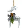 6.25" Reindeer with Black Gingham Bow Christmas Ornament