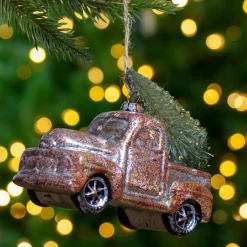 5.75" Retro Mercury Glass Country Rustic Pickup Truck Christmas Ornament