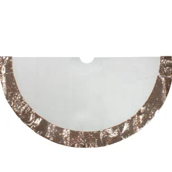 48" Rose Gold and White Reversible Sequin Trim Christmas Tree Skirt