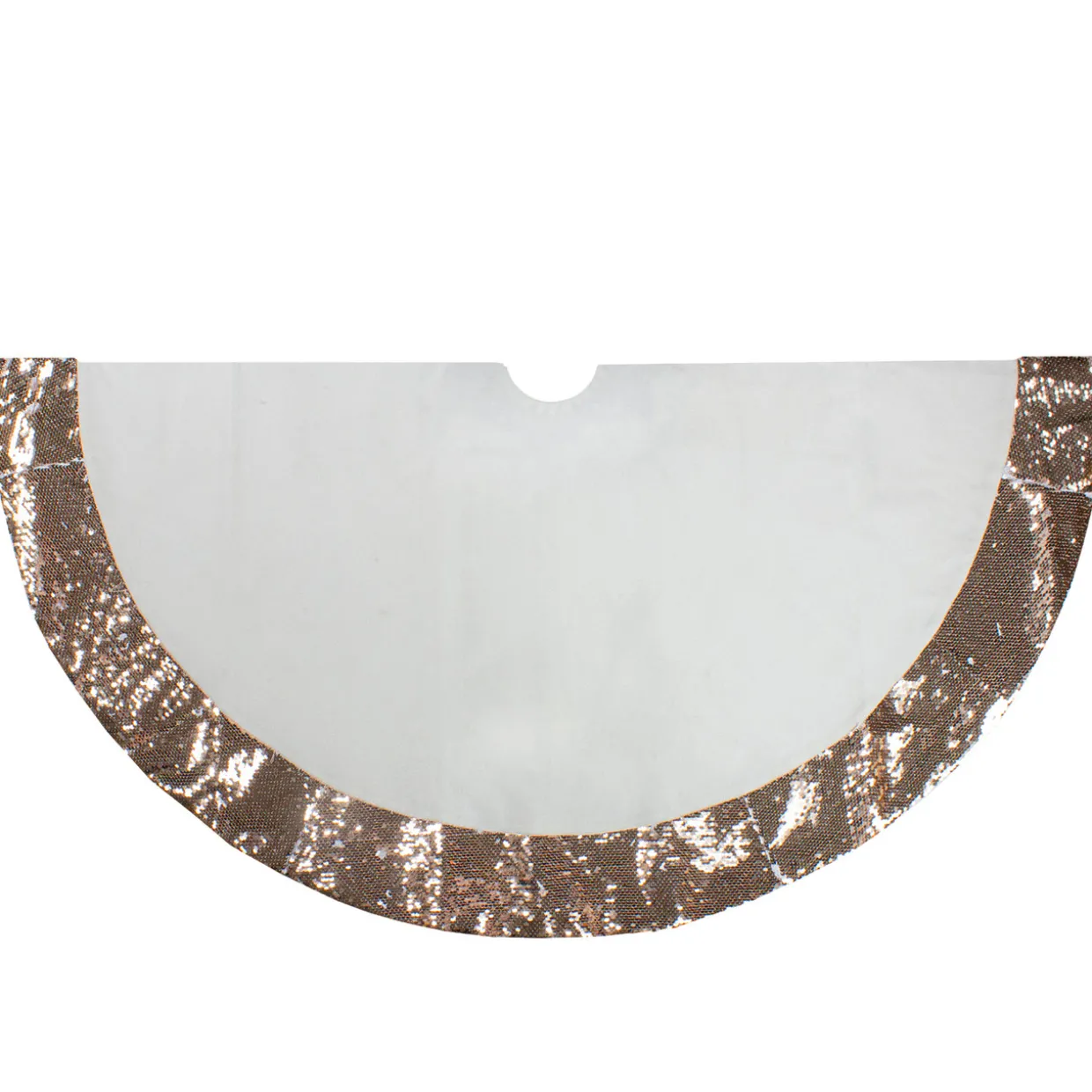 48" Rose Gold and White Reversible Sequin Trim Christmas Tree Skirt