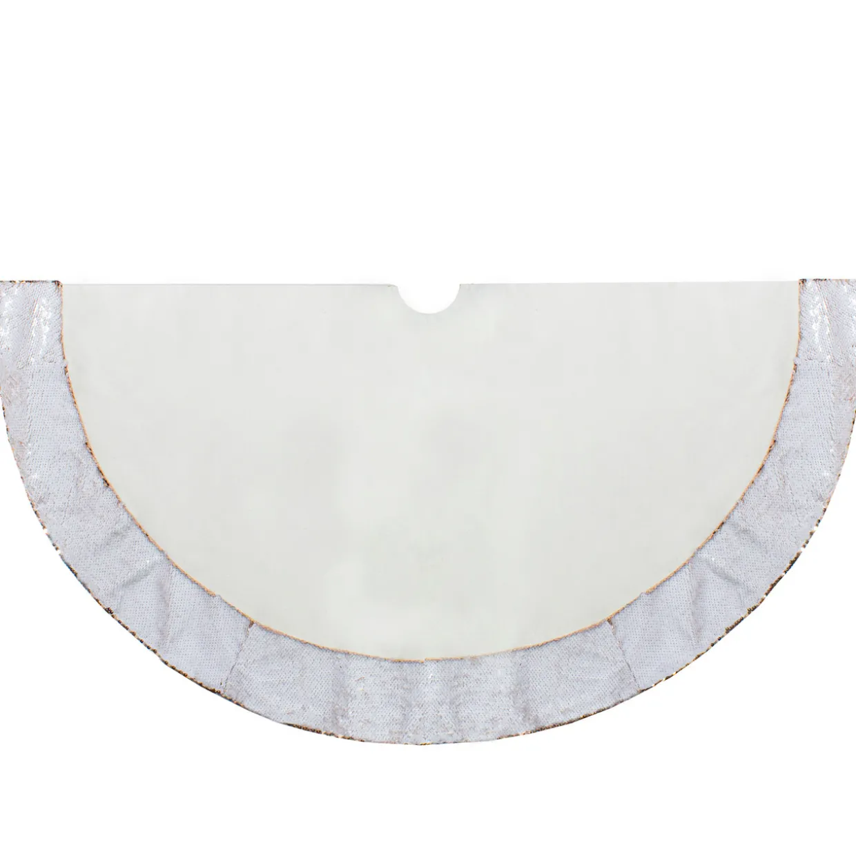 48" Rose Gold and White Reversible Sequin Trim Christmas Tree Skirt