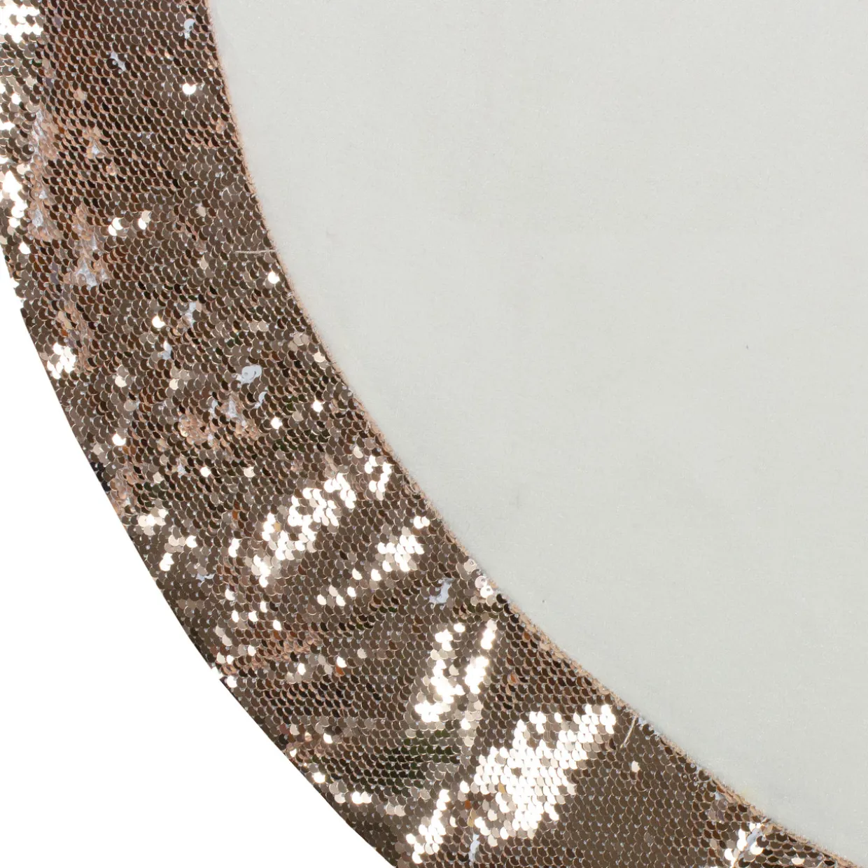 48" Rose Gold and White Reversible Sequin Trim Christmas Tree Skirt