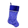 20.5" Royal Blue and Silver Swirl Christmas Stocking with Velveteen Cuff