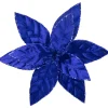 10" Royal Blue Glittered Poinsettia Christmas Floral Pick Clip-On Ornament