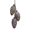 7" Rust and Silver Pinecone Glass Christmas Ornament