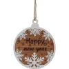 7" Rustic "Happy New Year" Snowflake Wooden Christmas Ornament Disc