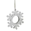 7.25" Rustic White Embossed Snowflake with Mirror Medallion Christmas Ornament