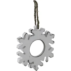 4.75" Rustic White Embossed Snowflake with Mirror Medallion Christmas Ornament