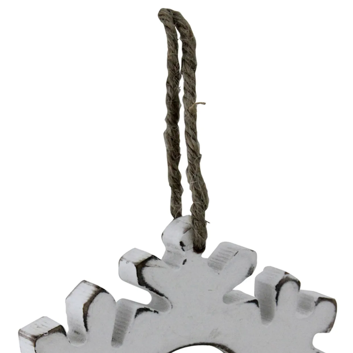 4.75" Rustic White Embossed Snowflake with Mirror Medallion Christmas Ornament