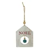 8" Rustic Wooden White "NOEL" With Green Bell Christmas Ornament