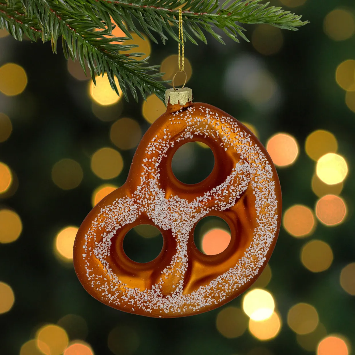 4.5" Salted Soft Pretzel Glass Christmas Ornament