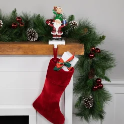 8.75" Santa and Elf Christmas Stocking Holder