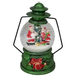 8" Santa Claus and Kids By Christmas Tree Lantern Snow Globe