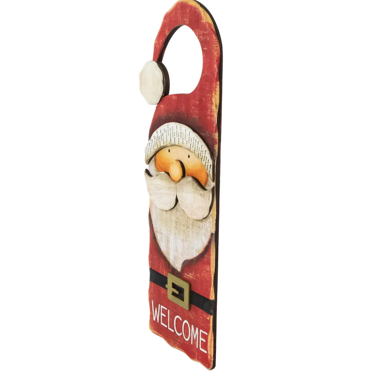 14" Santa Claus "Welcome" Christmas Door Knob Hanger