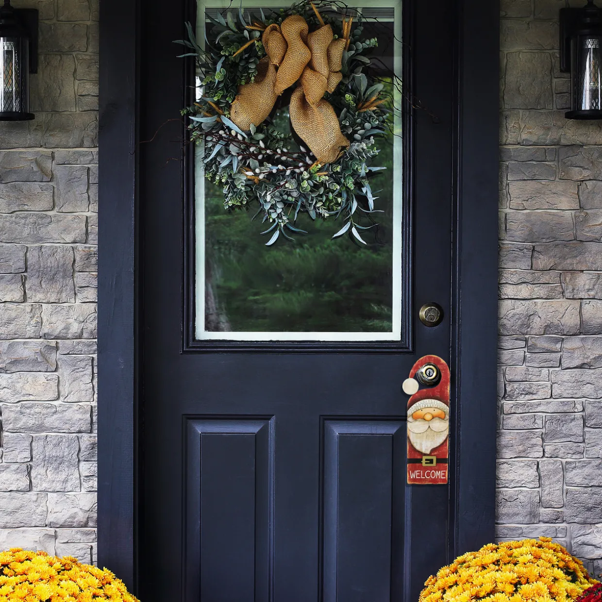 14" Santa Claus "Welcome" Christmas Door Knob Hanger