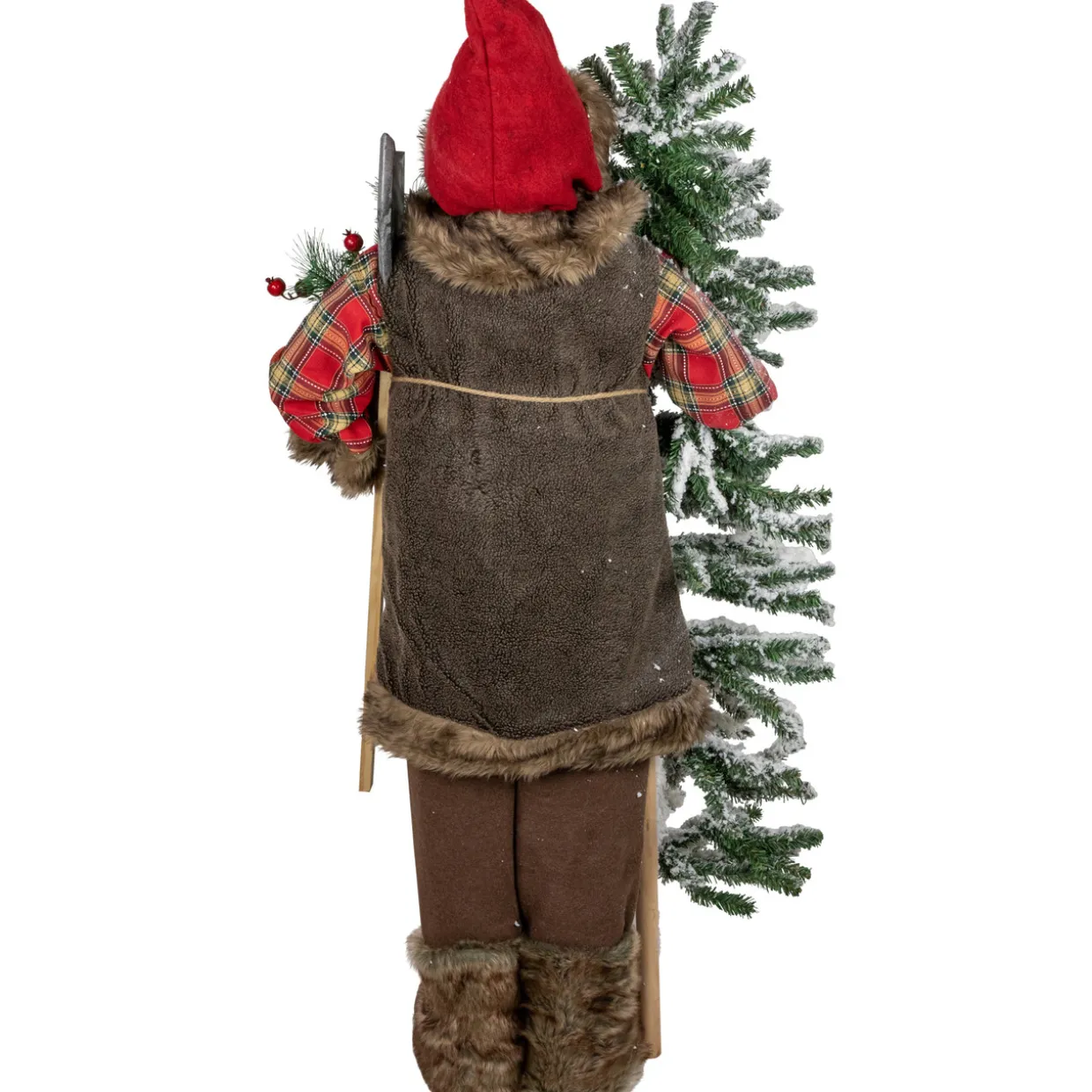 48" Santa Claus with Artificial Flocked Alpine Tree Christmas Figure