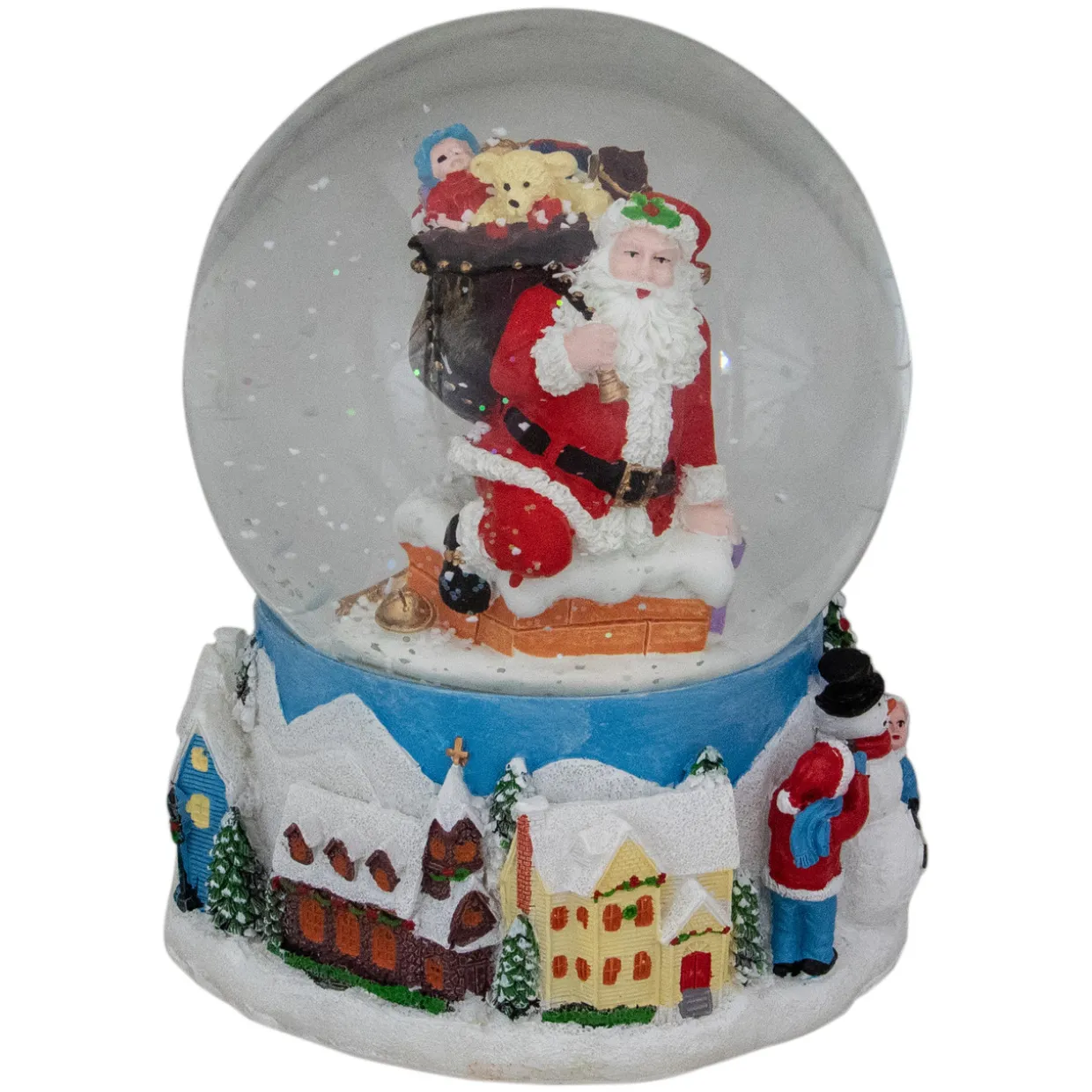 6.5" Santa Coming Down the Chimney Christmas Snow Globe