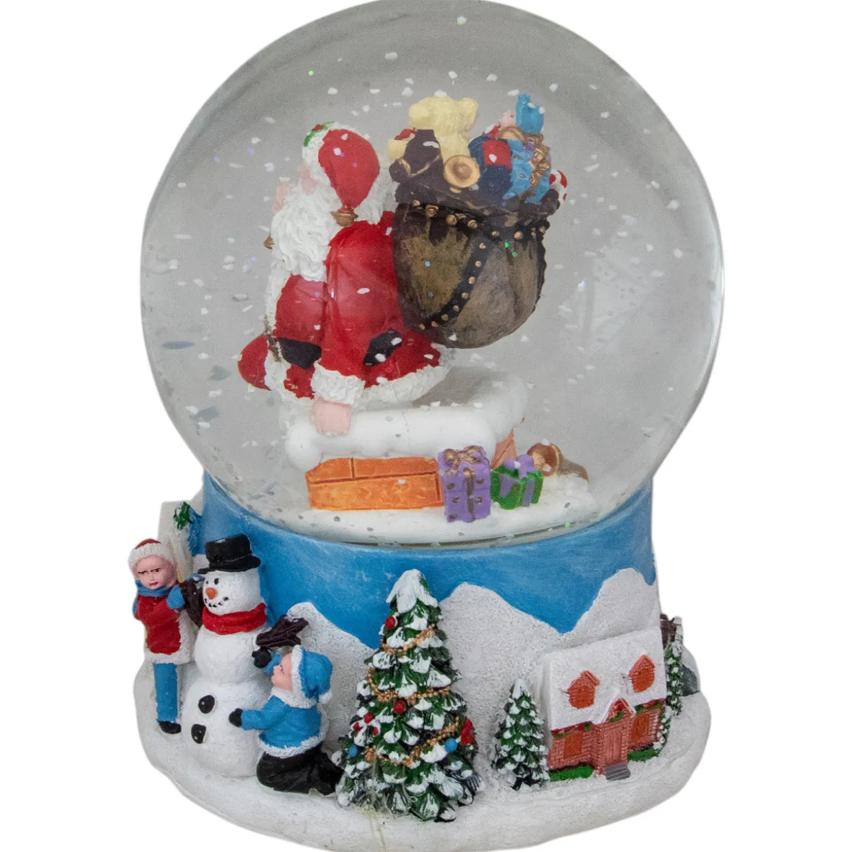 6.5" Santa Coming Down the Chimney Christmas Snow Globe