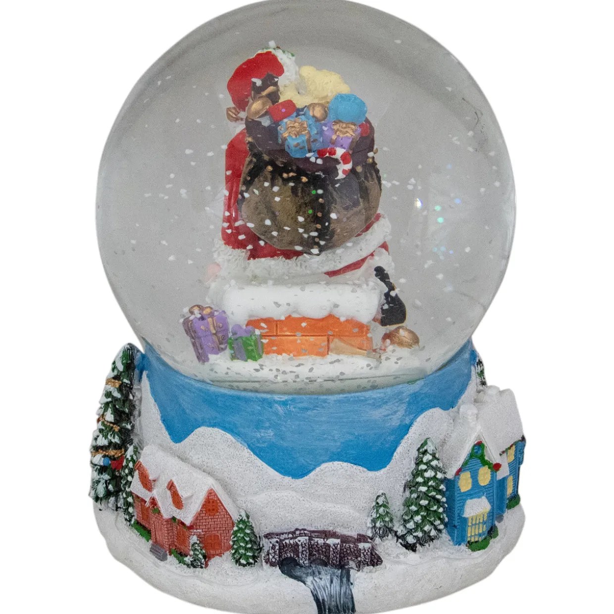 6.5" Santa Coming Down the Chimney Christmas Snow Globe