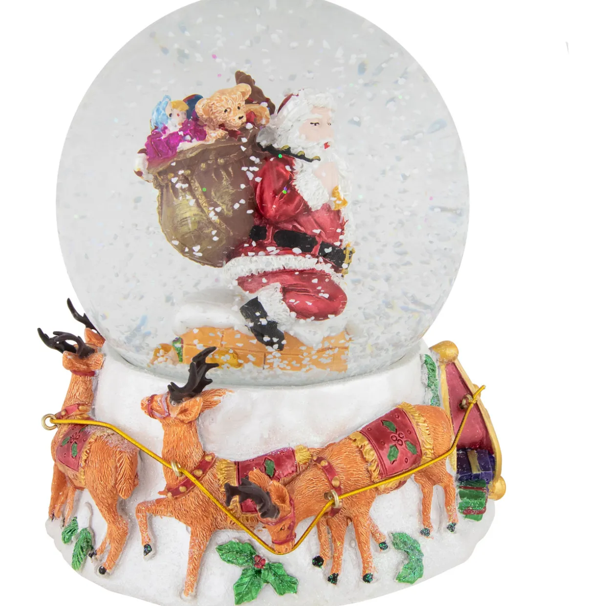 6.5" Santa Delivering Gifts Musical Christmas Snow Globe