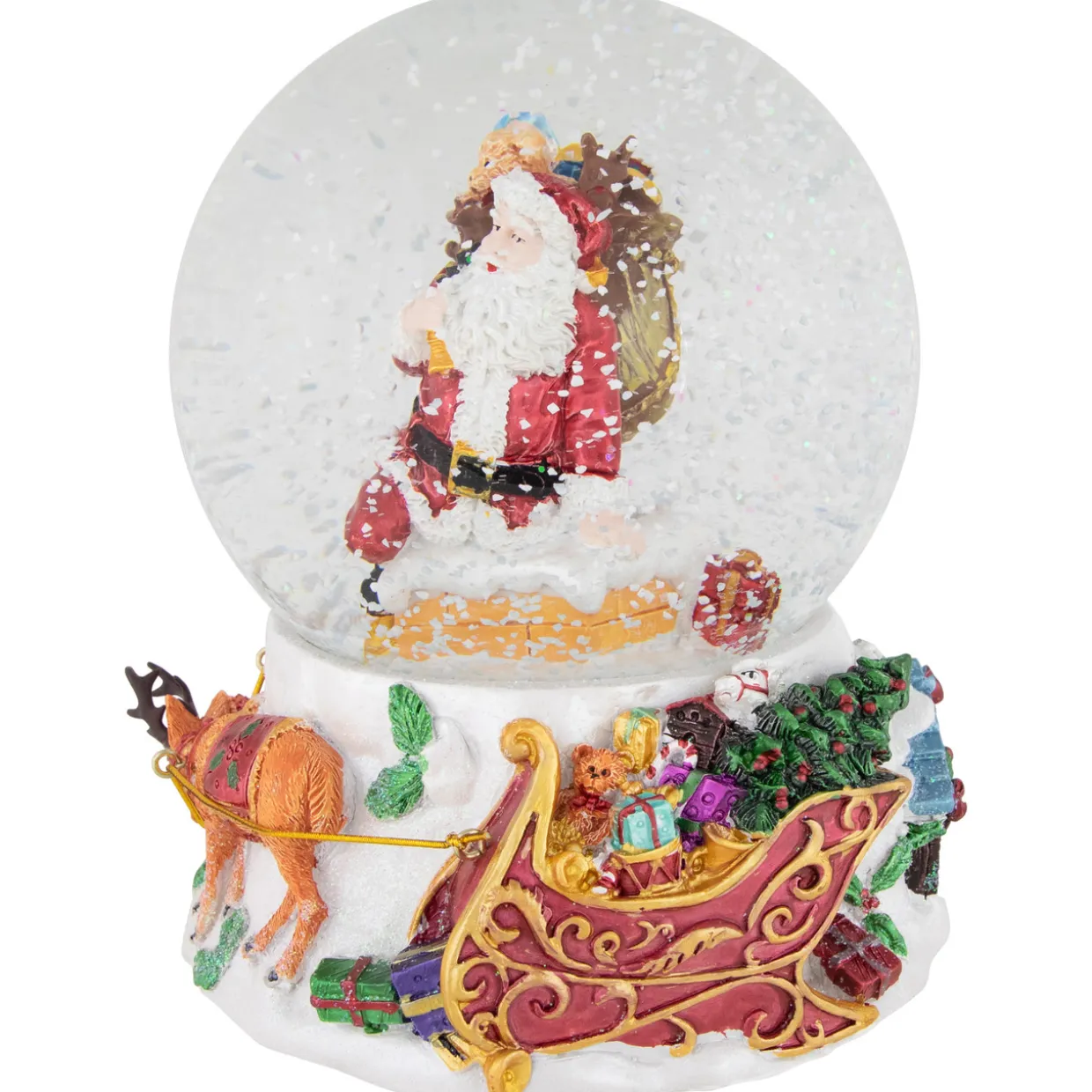 6.5" Santa Delivering Gifts Musical Christmas Snow Globe