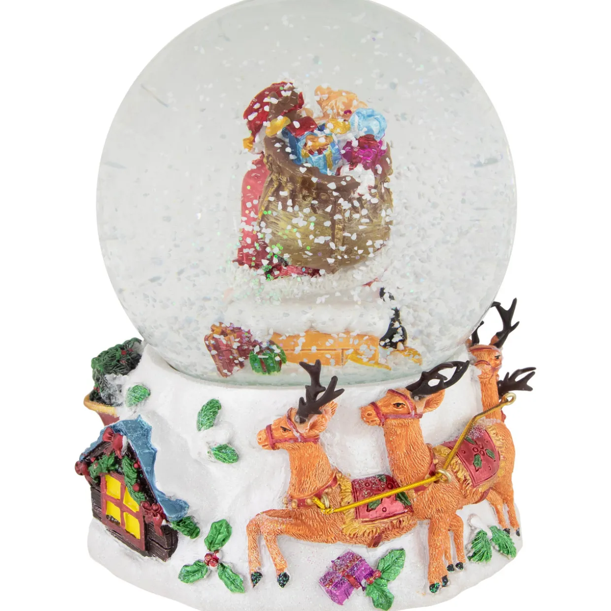 6.5" Santa Delivering Gifts Musical Christmas Snow Globe