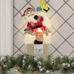 6.25" Santa in Chimney Frosted Christmas Night Light